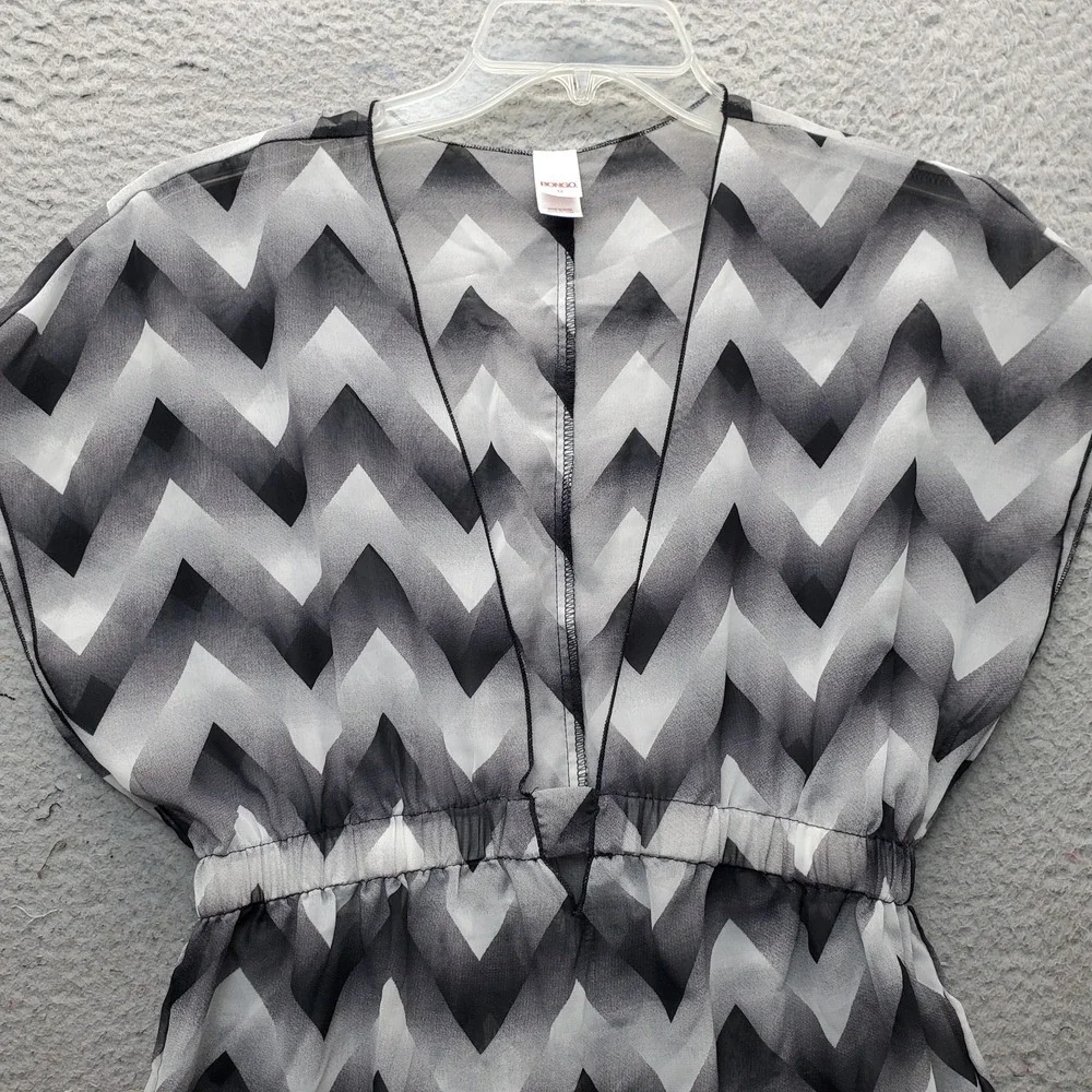 Bongo Smock Swim Cover-Up Dress Women M Multi Sheer Gradient Chevron Deep V-Neck - Picture 7 of 7